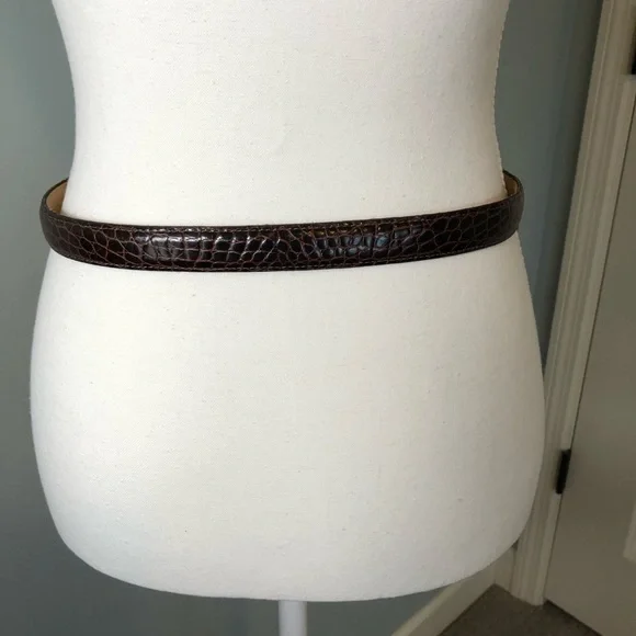 Brighton Croco Brown Leather Belt. Medium - Picture 5 of 11